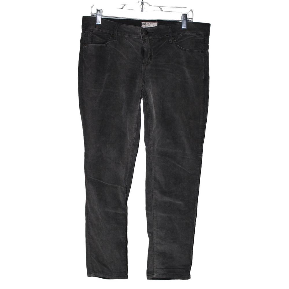 Women's Free People 61855-16515125 Black Denim Corduroy Straight Leg Jeans Sz 28